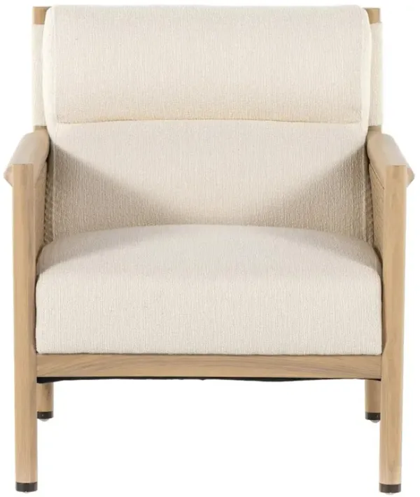 Masilla Coastal Beach Off White Performance Woven Cane Natural Rattan Arm Chair