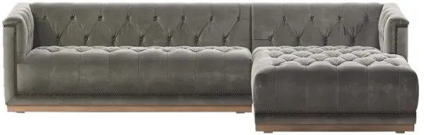 Emmy Rustic Grey Upholstered Velvet Sectional - Right Arm Facing - 109"W x 62"D