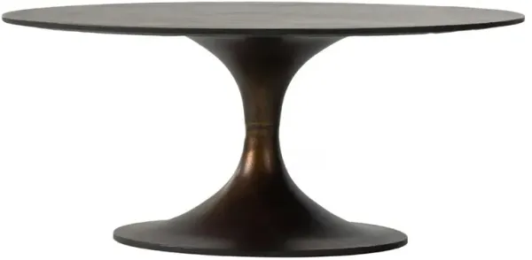 Mona French Country Brown Aluminum Round Pedestal Coffee Table