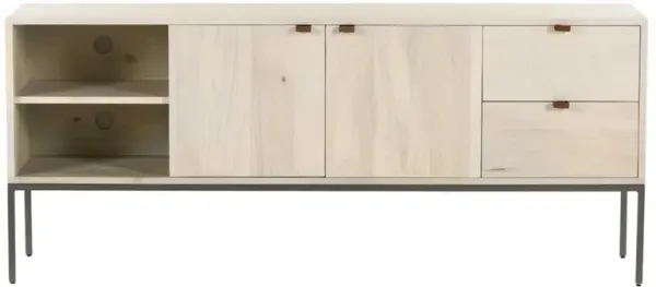 Theodore Industrial Dove White Wood Grey Iron 2 Drawer 2 Door Media Cabinet - 69"W