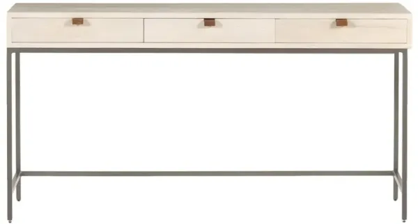 Theodore Industrial Loft Dove White Wood Grey Iron Base 3 Drawer Writing Desk