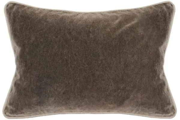 Karen Mid Century Modern Natural Piping Brown Velvet Lumbar Pillow - 14x20