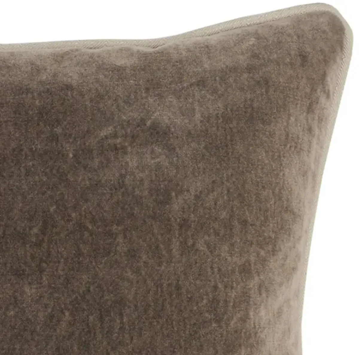 Karen Mid Century Modern Natural Piping Brown Velvet Throw Pillow - 18x18