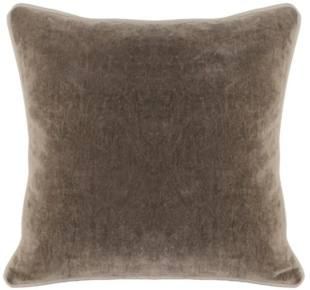 Karen Mid Century Modern Natural Piping Brown Velvet Throw Pillow - 18x18