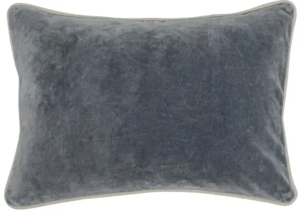 Karen Mid Century Modern Natural Piping Grey Velvet Lumbar Pillow - 14x20