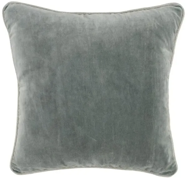 Karen Mid Century Modern Natural Piping Sage Green Velvet Throw Pillow - 18x18