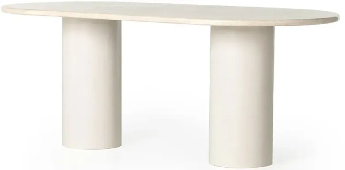 Gary Modern Classic Cream Solid Marble Oval Dining Table - 78''W