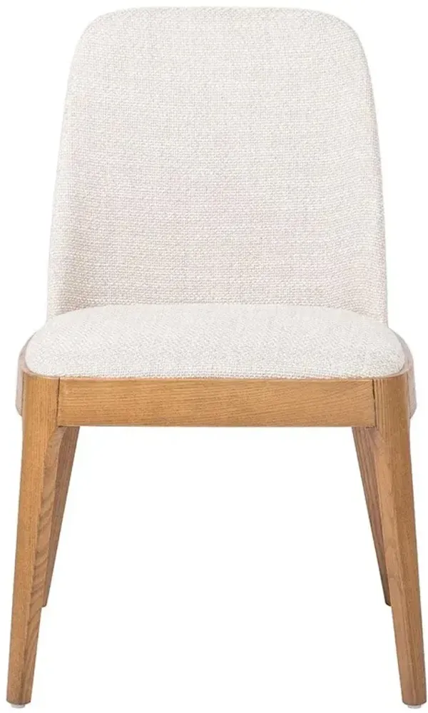 Jose Modern Off White Performance Brown Wood Dining Side Chair