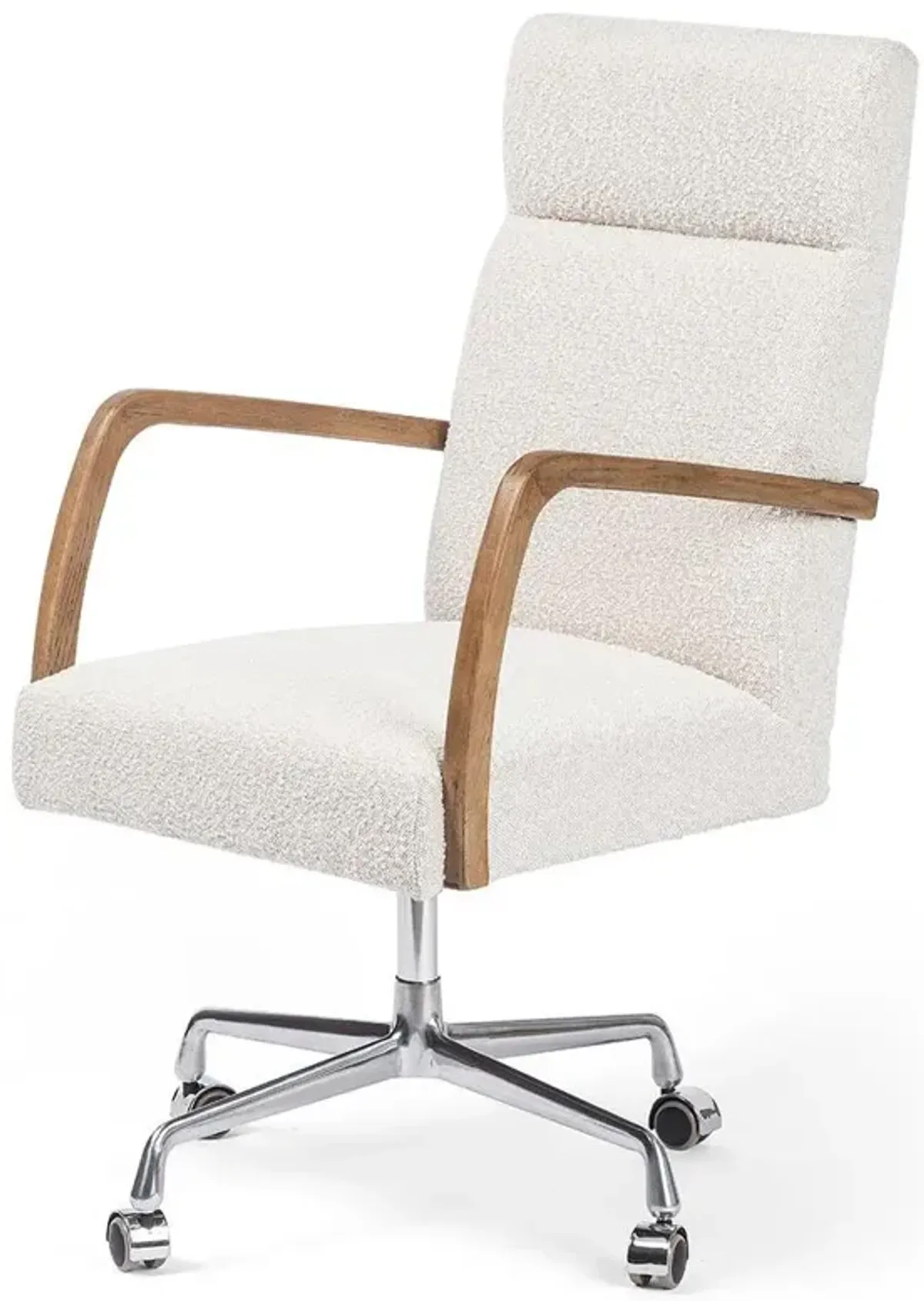 Sonn Mid Century Cream Performance Boucle Silver Stainless Steel Office Chair