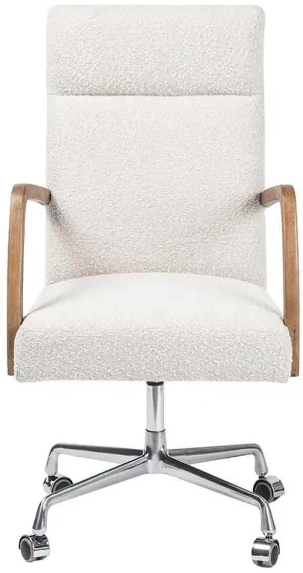 Sonn Mid Century Cream Performance Boucle Silver Stainless Steel Office Chair
