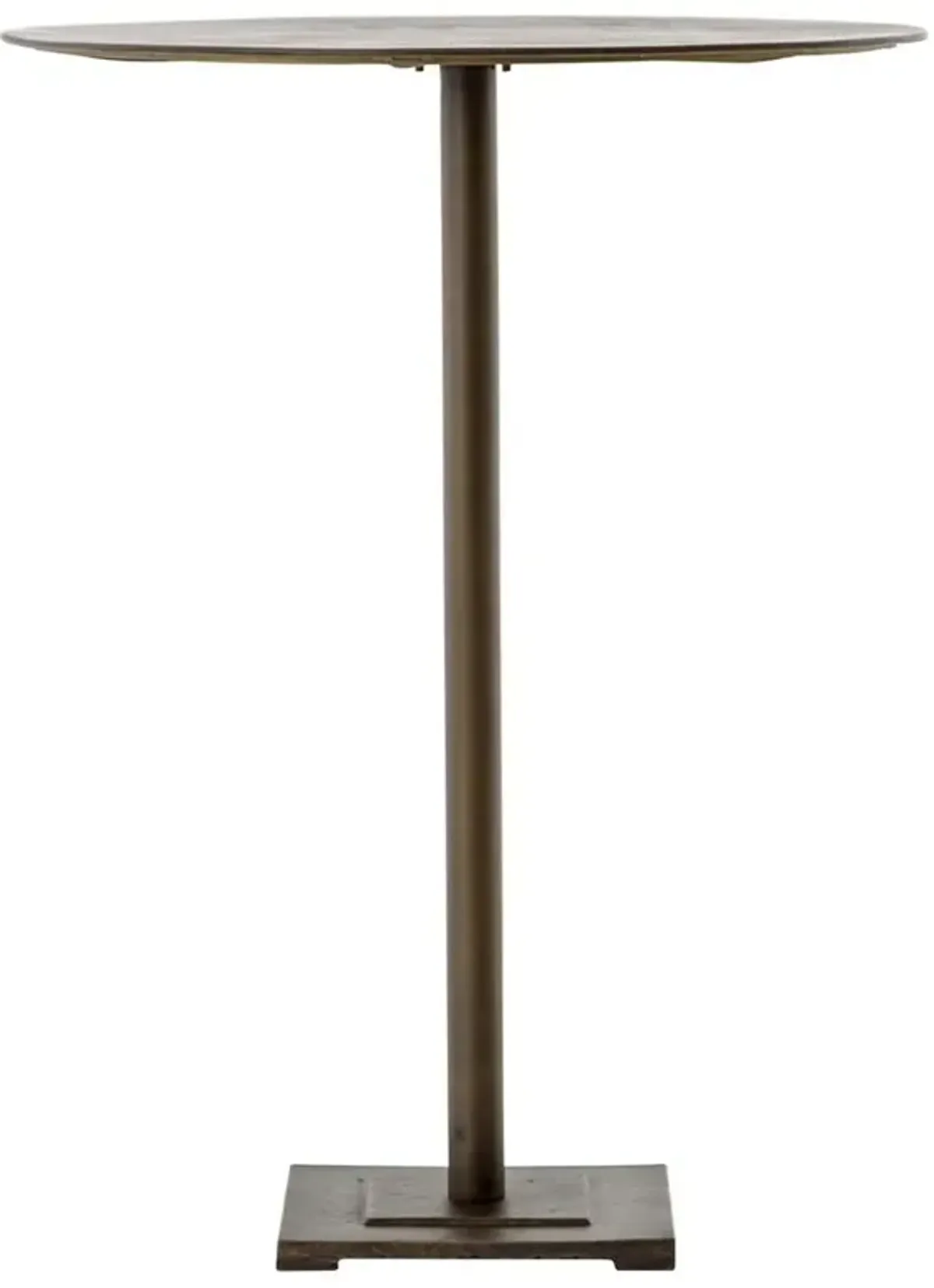 Gene Industrial Loft Aged Brass Iron Round Bar Table - 32" W