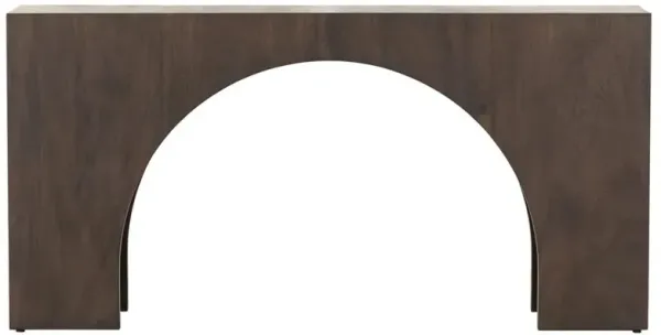 Medina Mid Century Modern Brown Wood Rectangular Arched Console Table