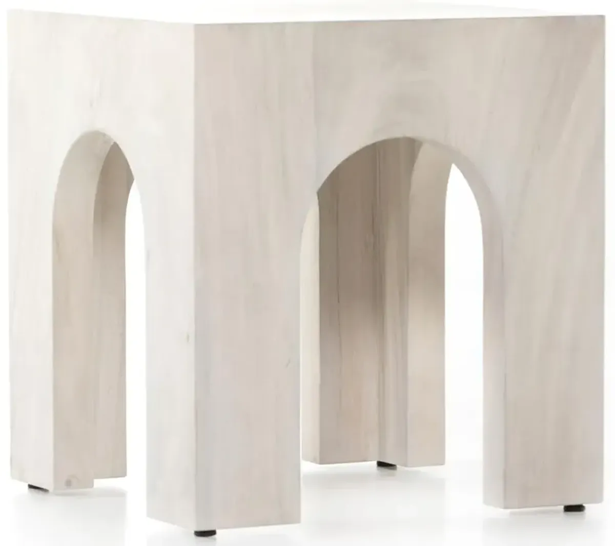 Medina Mid Century Modern White Wood Square Arched End Table