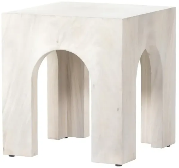 Medina Mid Century Modern White Wood Square Arched End Table