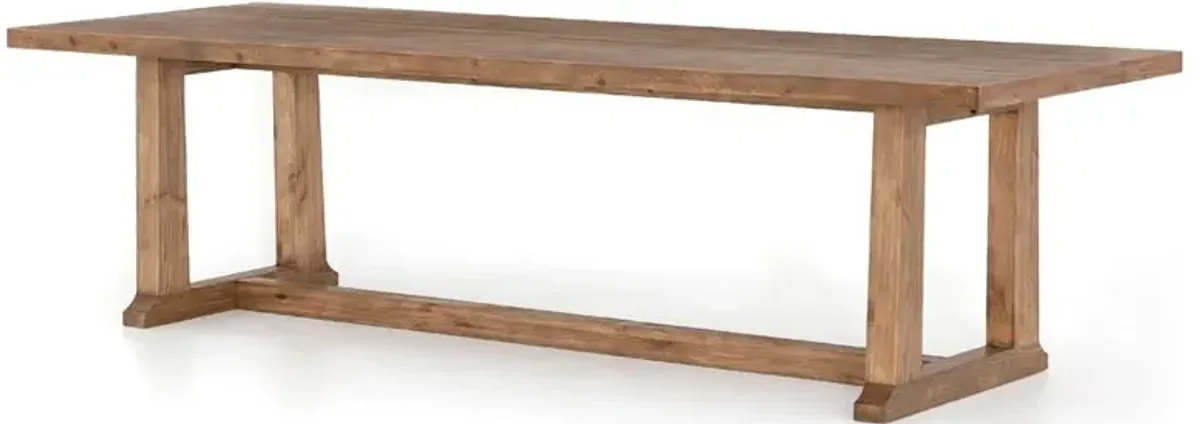 Holland Rustic Brown Pine Wood Rectangular Dining Trestle Table - Large - 110"W