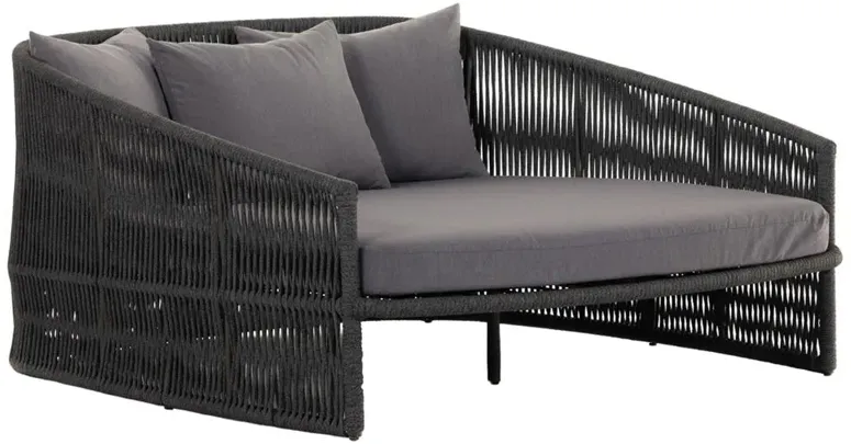 Porter Coastal Beach Grey Performance Black Woven Rope Aluminum Outdoor Daybed