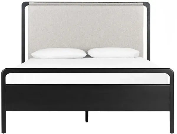 Matthew Modern Off White Performance Black Oak Wood Bed - King