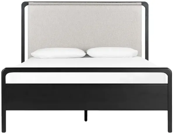 Matthew Modern Off White Performance Black Oak Wood Bed - Queen