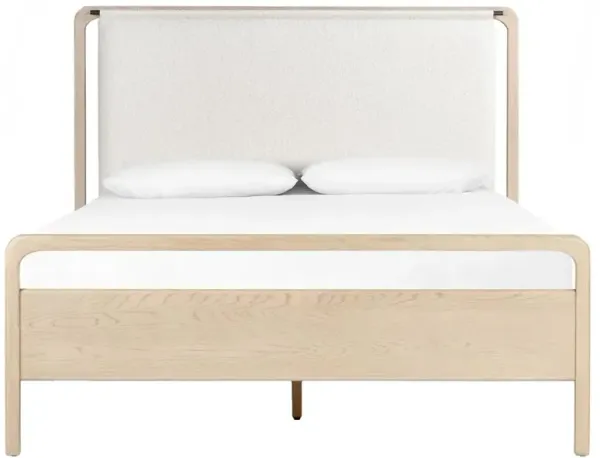 Matthew Modern White Performance Beige Oak Wood Bed - King