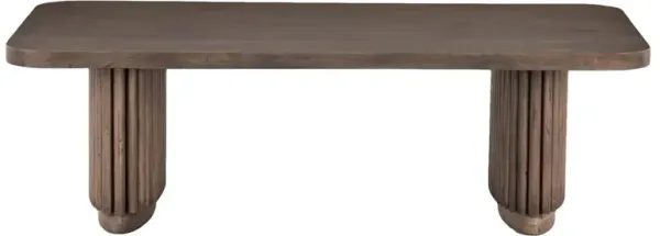 Farvald Mid Century Modern Dark Brown Reclaimed Wood Rectangular Coffee Table