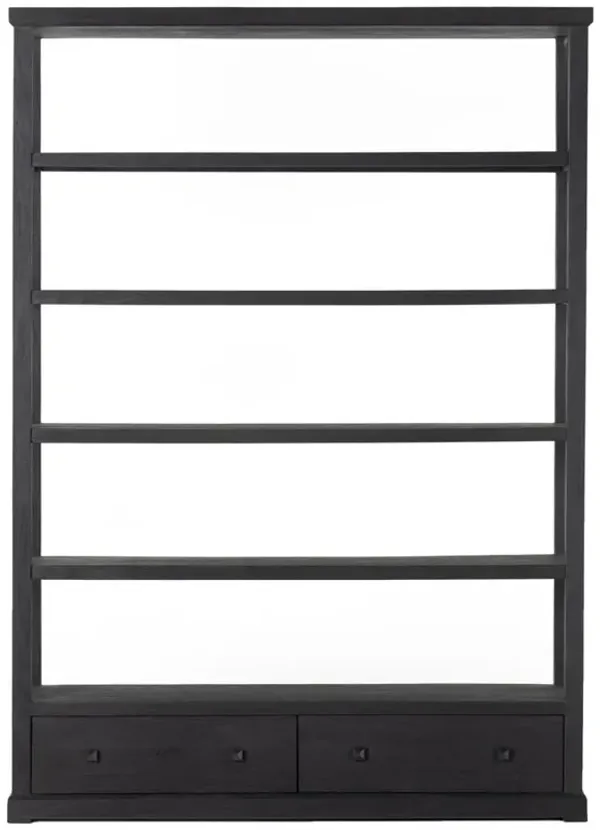 Winston Modern Classic Black Reclaimed Wood Wide Bookcase