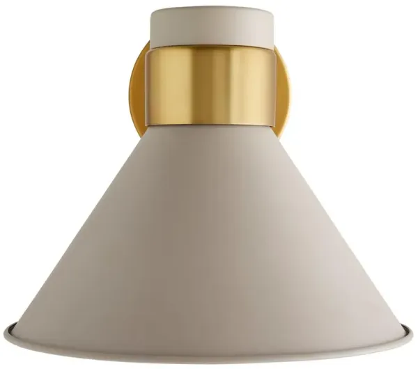 Lane Hollywood Regency Taupe Shade Antique Brass Steel Half Moon Sconce