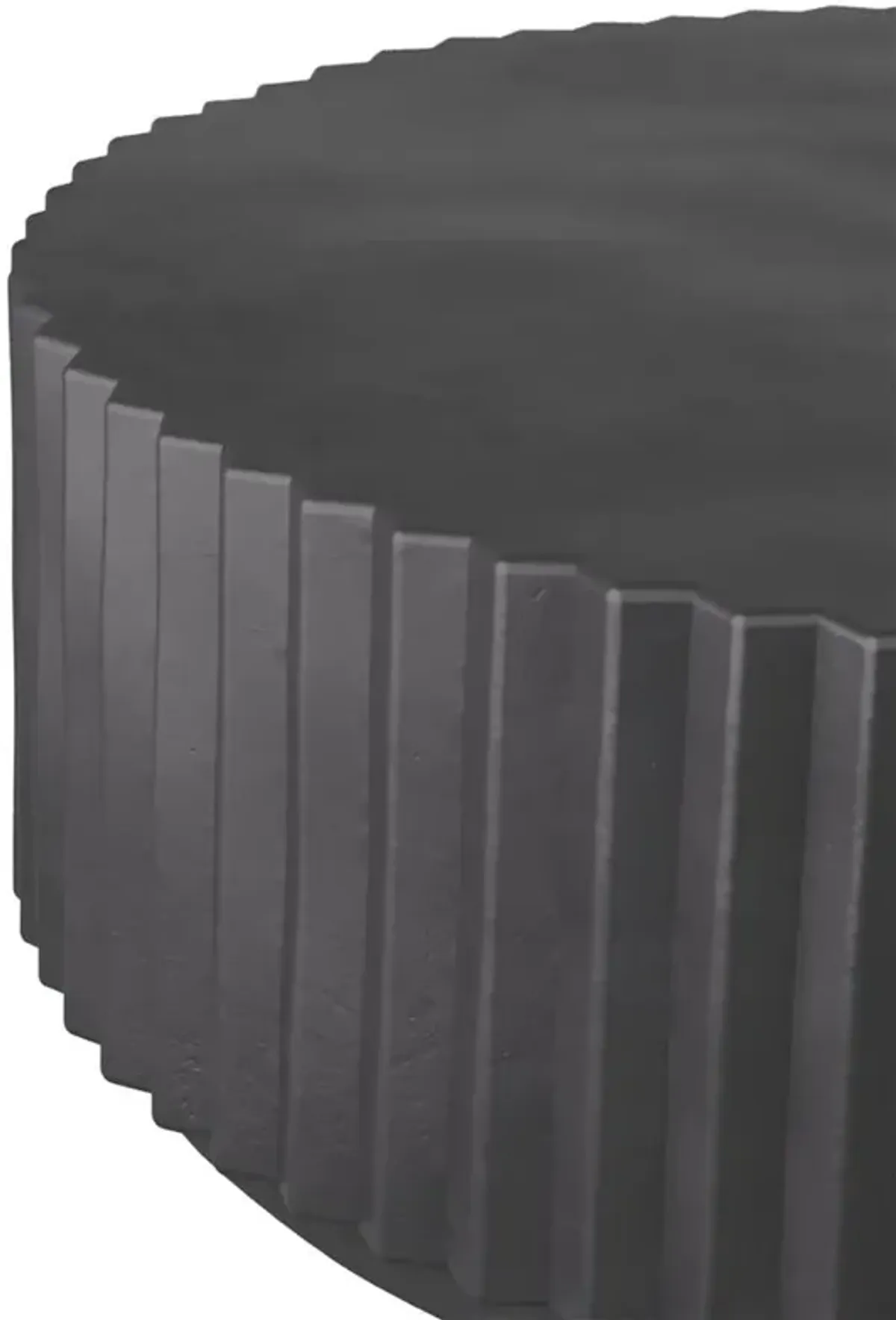 Reese Industrial Loft Black Ribbed Concrete Round Coffee Table