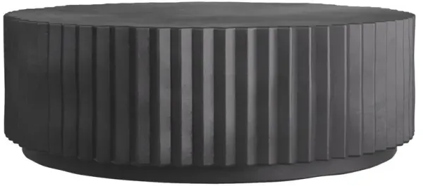 Reese Industrial Loft Black Ribbed Concrete Round Coffee Table