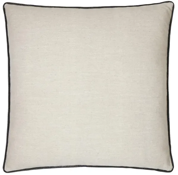 Rabi Modern Beige Feather Down Black Trim Decorative Throw Pillow - 24x24
