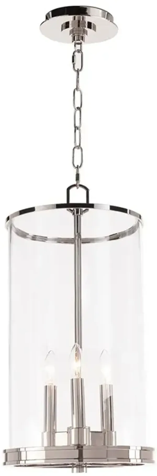 Adria Modern Polished Nickel Steel Clear Glass Lantern Pendant