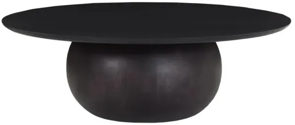 Ordin Mid Century Modern Black Acacia Wood Round Coffee Table - Large