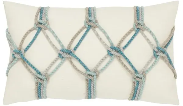 Cara Coastal White Rope Indoor Outdoor Lumbar Pillow - 12x20