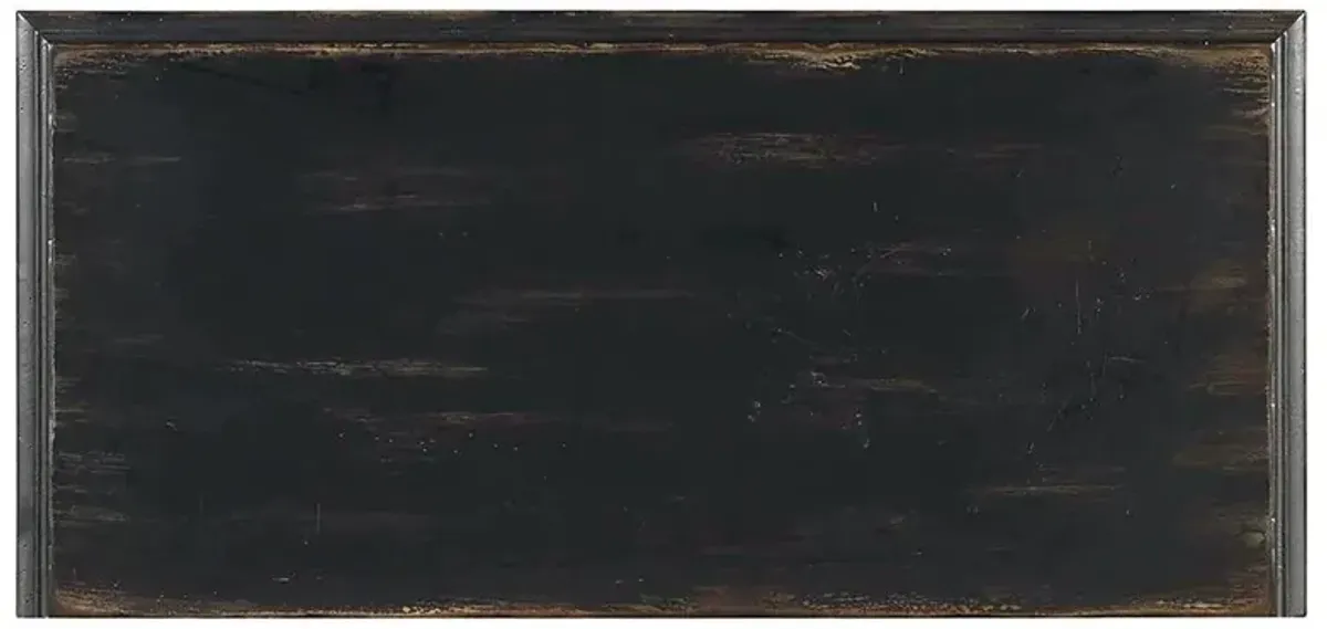 Charles French Country Distressed Black Wood Sideboard