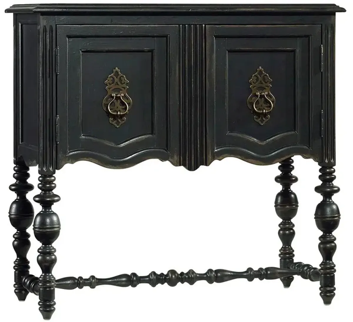 Charles French Country Distressed Black Wood Sideboard