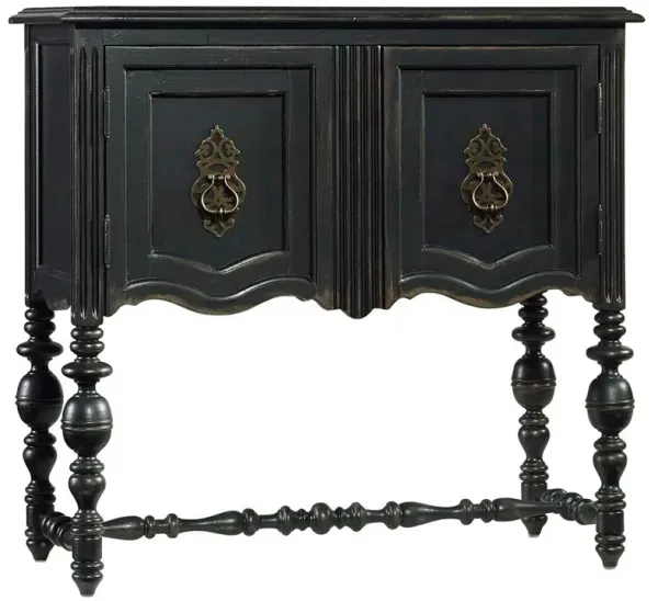 Charles French Country Distressed Black Wood Sideboard