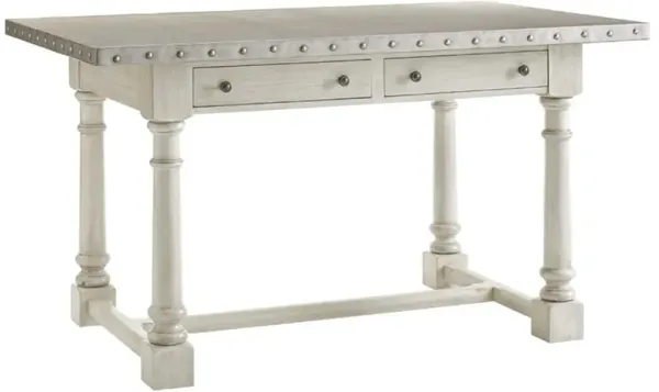 Hidden Lake Burnished Steel Top Light Grey Wood Bistro Dining Table - 66"W