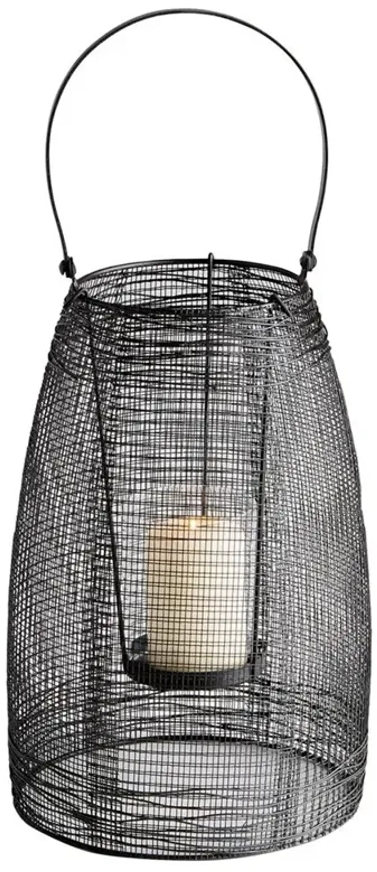 Nicolo Industrial Loft Black Iron Mesh Lantern Candleholder - Small