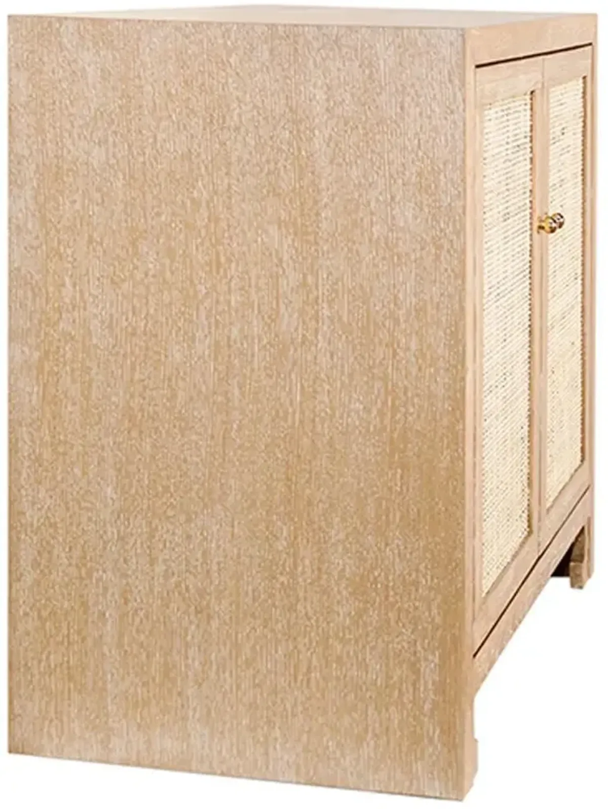 Worlds Away Alden Coastal Beach Brown Oak Wood Woven Cane Sideboard
