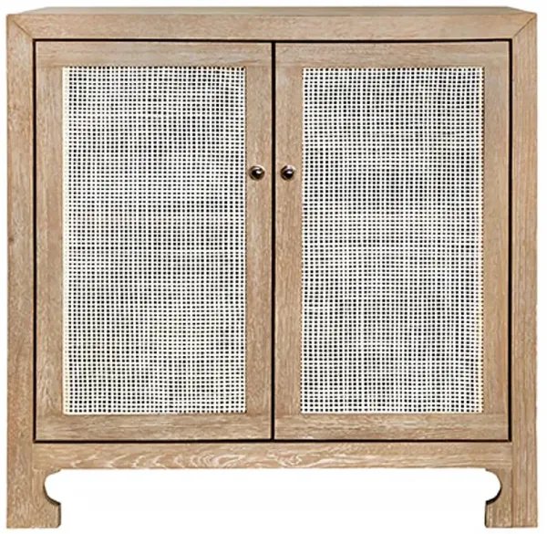 Worlds Away Alden Coastal Beach Brown Oak Wood Woven Cane Sideboard