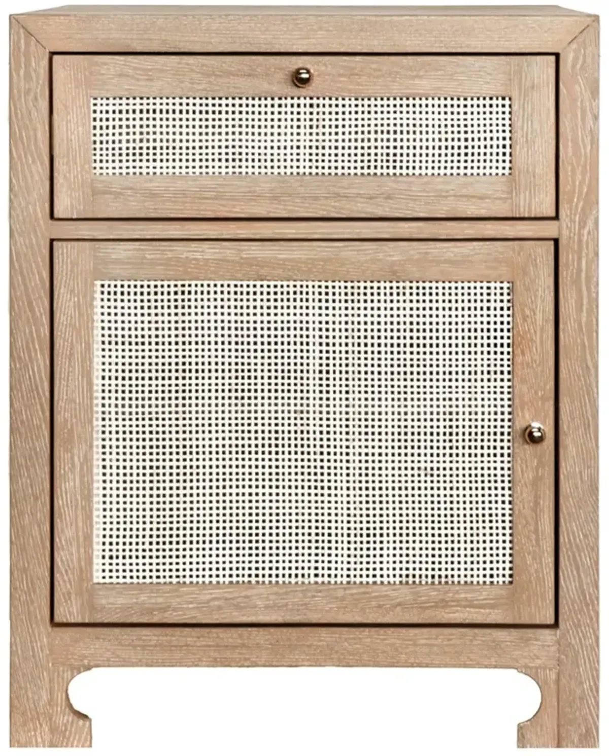 Worlds Away Ruth Coastal Beach Natural Wood Woven Cane Nightstand