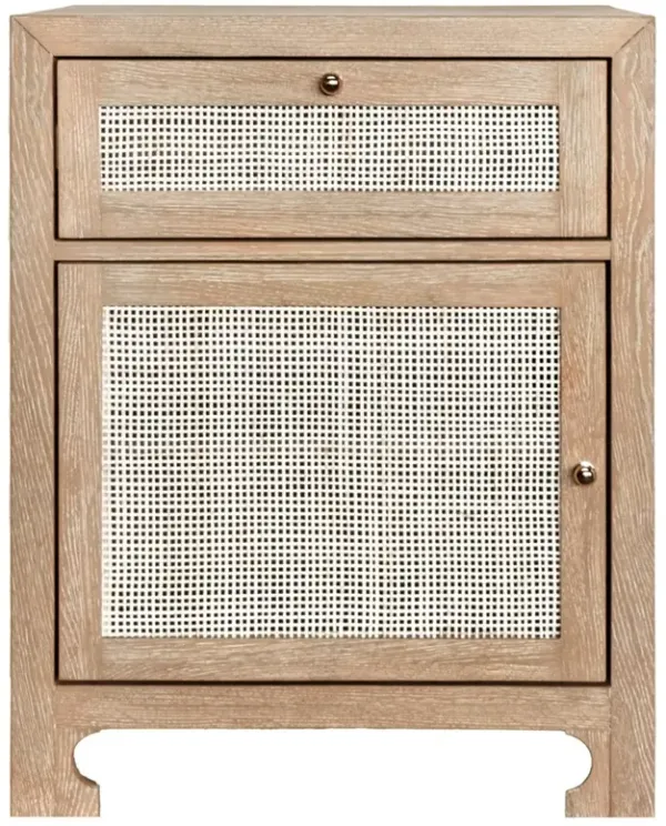 Worlds Away Ruth Coastal Beach Natural Wood Woven Cane Nightstand