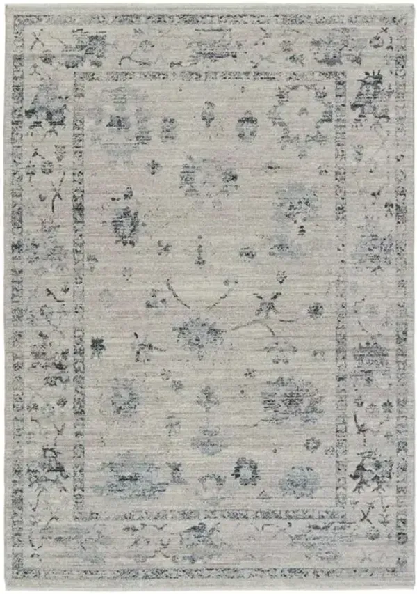 Lottie French Country Blue Floral Patterned Rug - 4'x5'2"