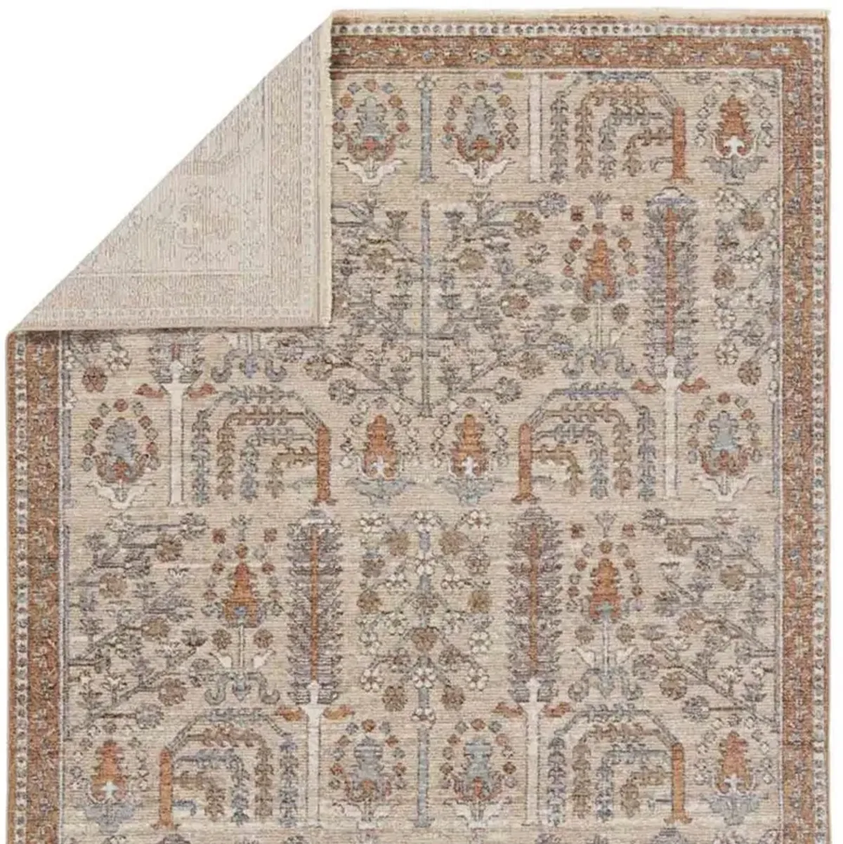 Armani Global Bazaar Slate Grey Floral Patterned Rug - 3'x10'