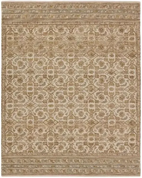 Jayce Global Bazaar Brown Wool Floral Patterned Rug - 5'x8'