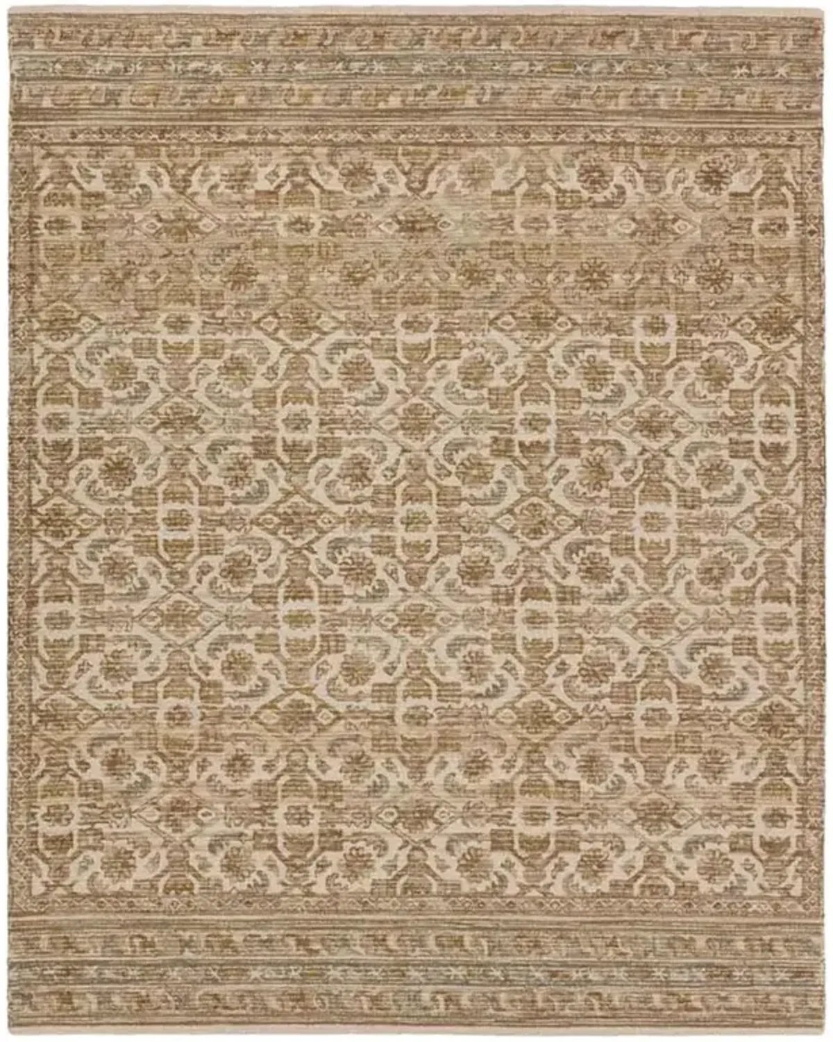 Jayce Global Bazaar Brown Wool Floral Patterned Rug - 8'x10'