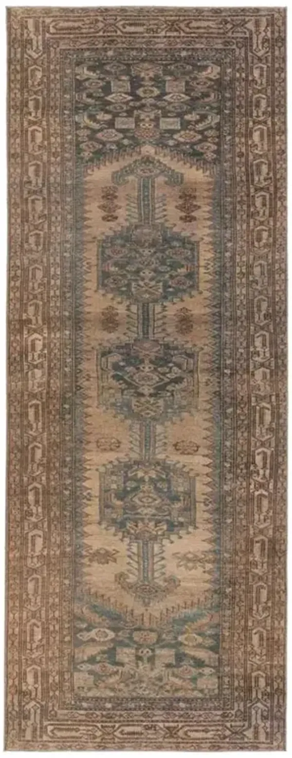 Ayden Global Bazaar Brown Ushak Patterned Rug - 3'x10'