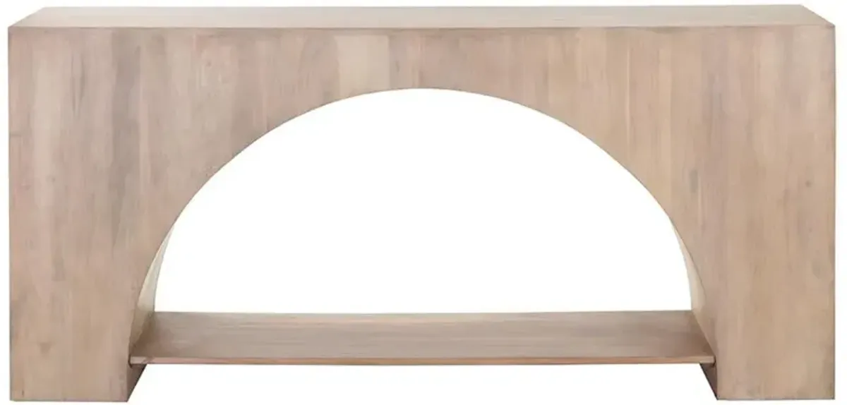 Mahoney Modern Classic Light Wash Brown Acacia Wood Arched Console Table