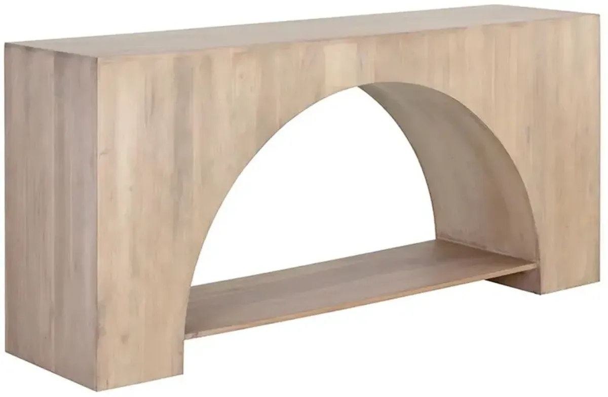 Mahoney Modern Classic Light Wash Brown Acacia Wood Arched Console Table