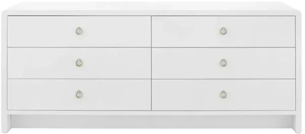 Bryant Modern Classic White Lacquered Linen 6 Drawer Double Dresser