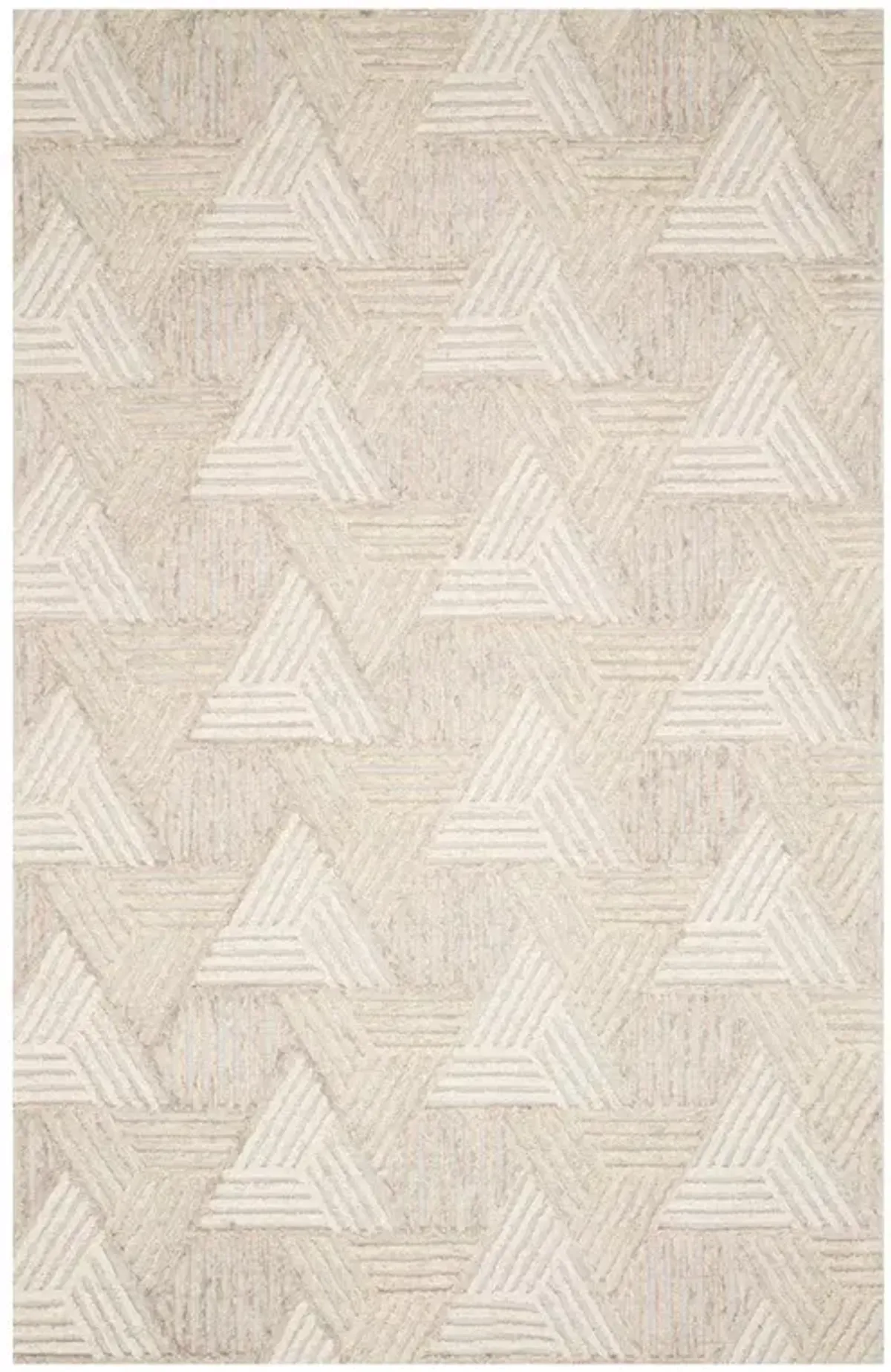 Elsinore Modern Classic Beige Wool Geometric Patterned Rug - 2'6"x7'6"
